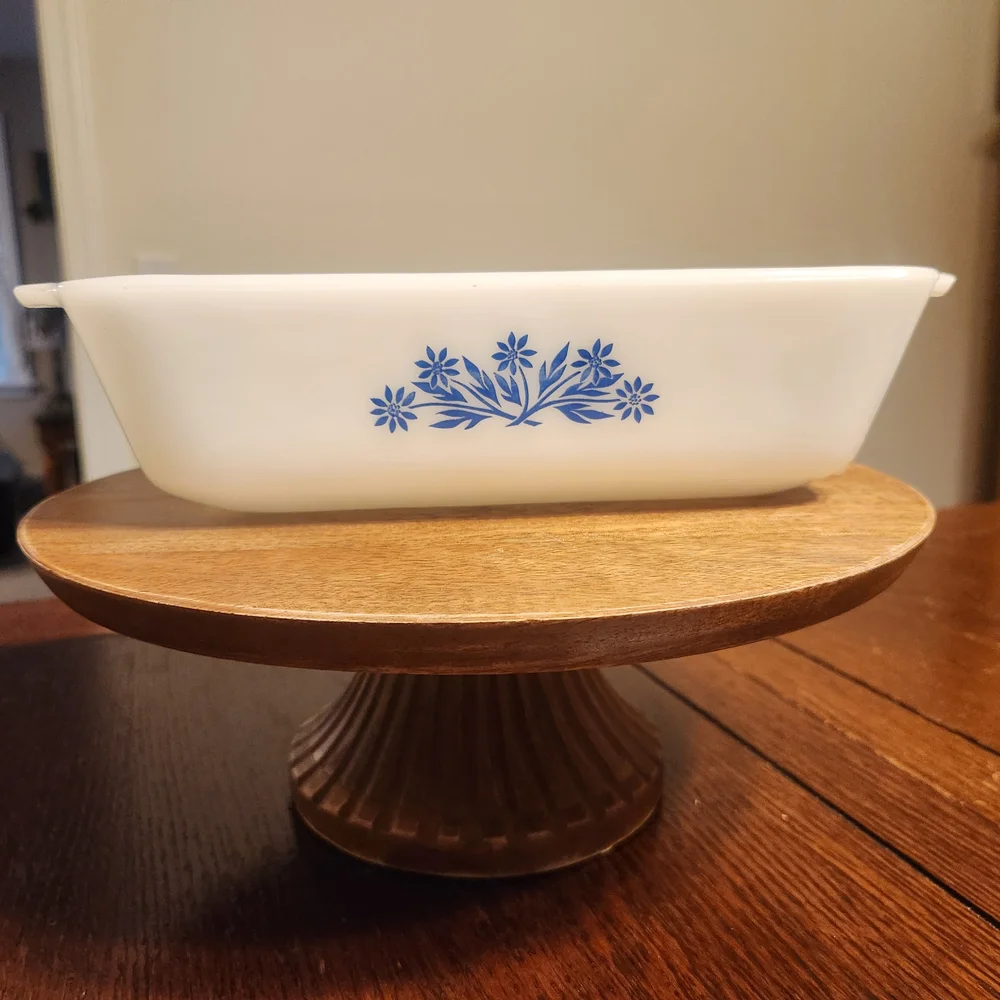 Vintage Anchor Hocking Loaf Pan with Blue Cornflower Pattern #441